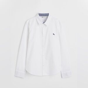 H&M White Cotton Casual Button-Down Shirt